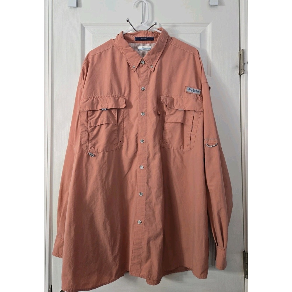 Columbia Mens Long Sleeve PFG Shirt Size 3X Mauve